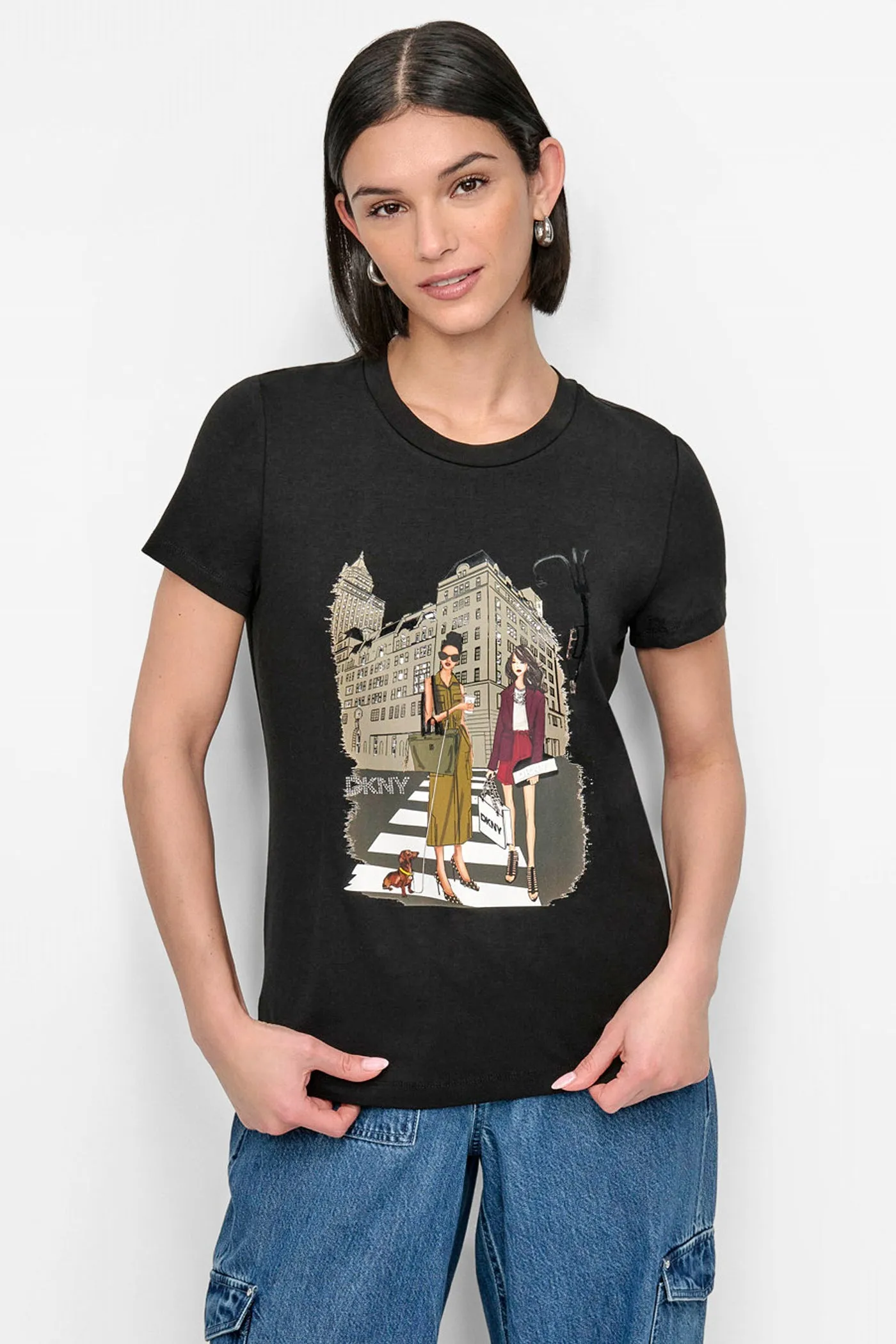 FIFTH AVE EMBELLISHED GRAPHIC TEE sold by DKNY