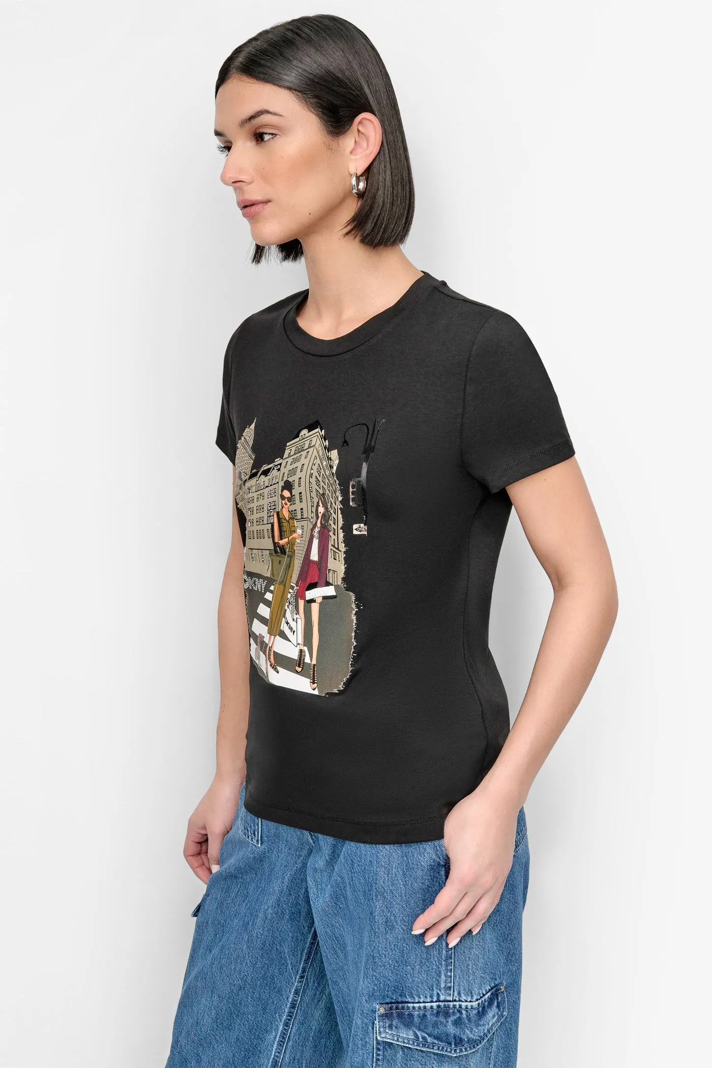 FIFTH AVE EMBELLISHED GRAPHIC TEE sold by DKNY product image thumbnail 3