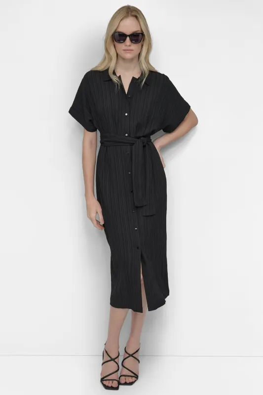 BELTED MIDI SHIRT DRESS sold by DKNY