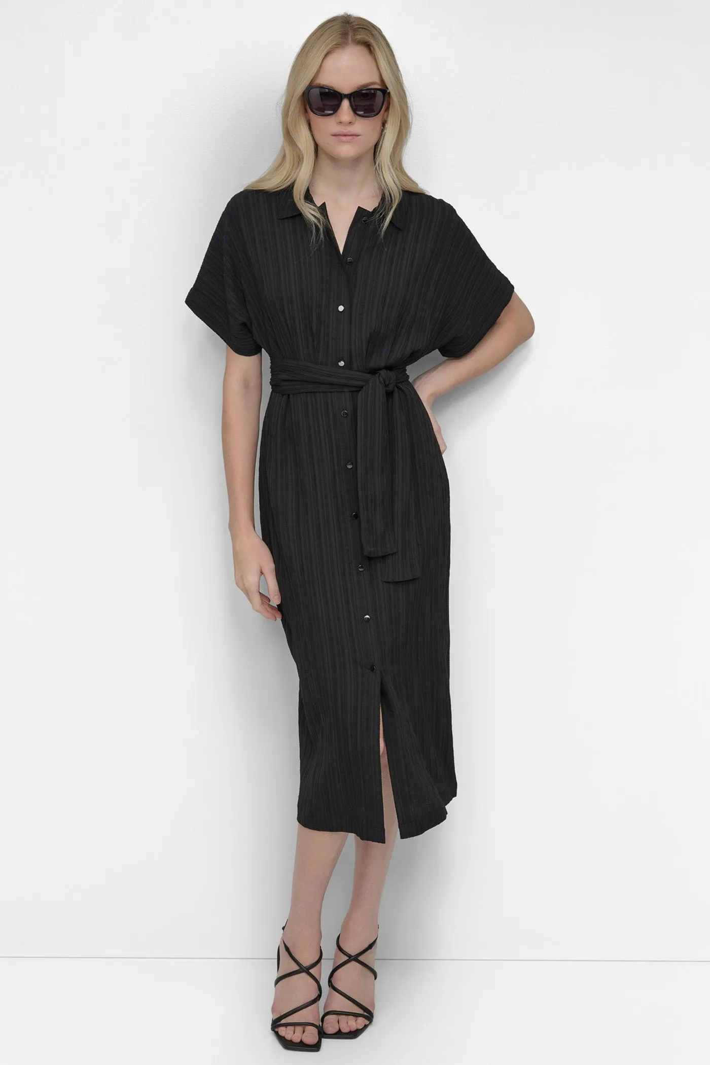 BELTED MIDI SHIRT DRESS | Parallel