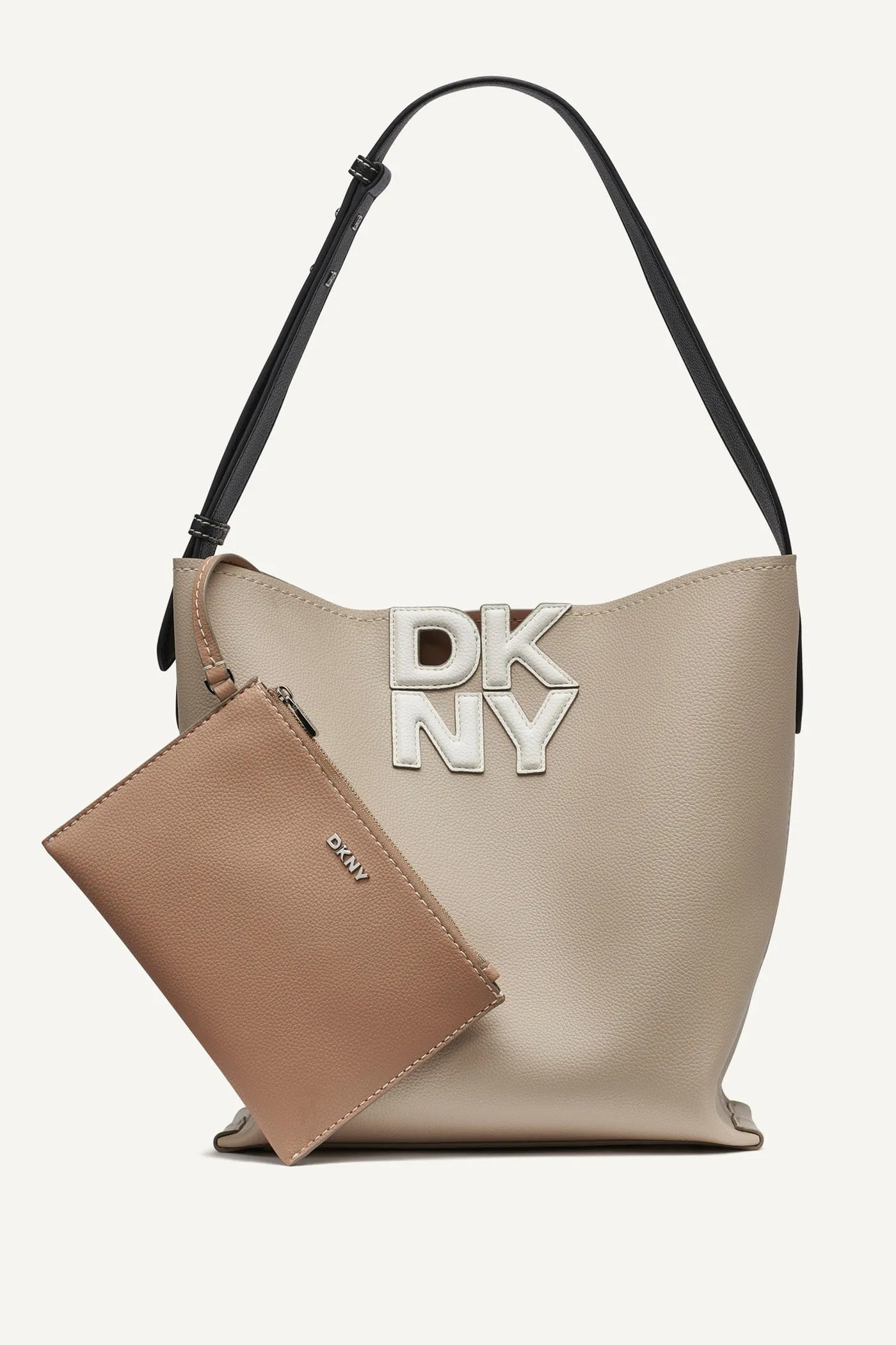 NICOLE LOGO EMBELLISHED BUCKET BAG sold by DKNY