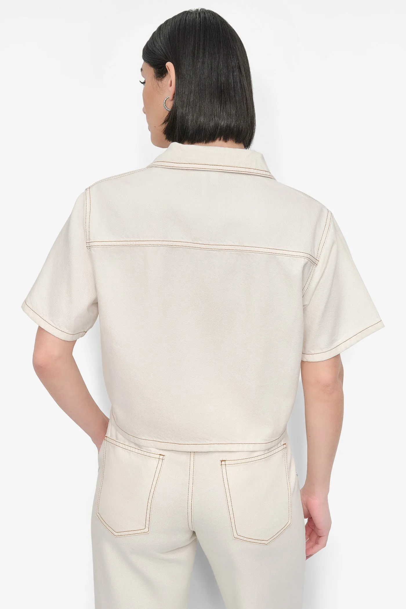 CROPPED ZIP-FRONT DENIM SHIRT sold by DKNY product image thumbnail 2