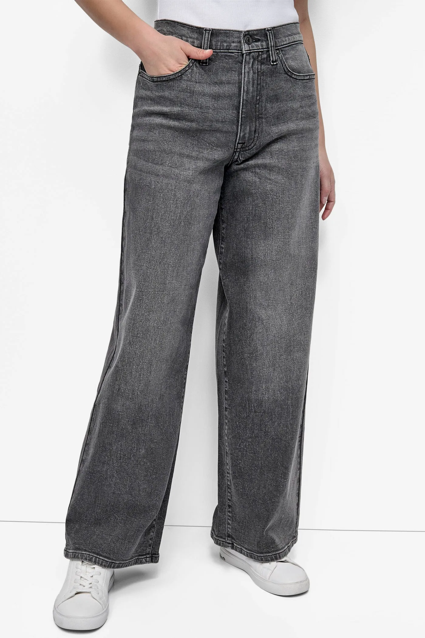 HIGH-RISE TAILORED WIDE-LEG JEAN sold by DKNY