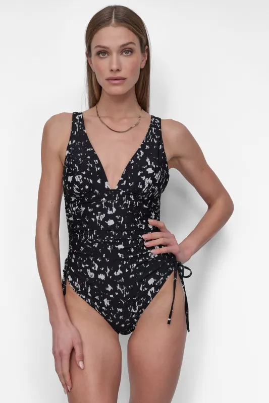 ADJUSTABLE SIDE-TIE SHIRRED ONE PIECE sold by DKNY
