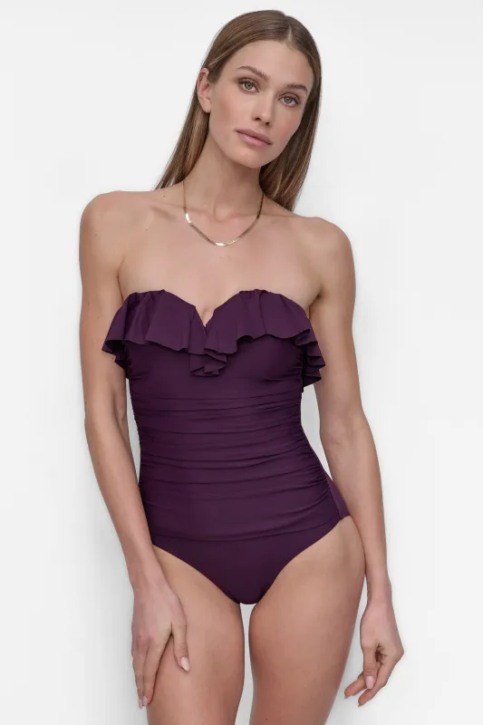 RUFFLED PINUP BANDEAU ONE PIECE sold by DKNY