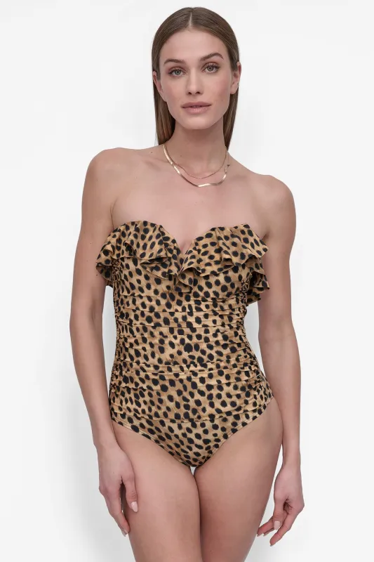 RUFFLED PINUP BANDEAU ONE PIECE sold by DKNY