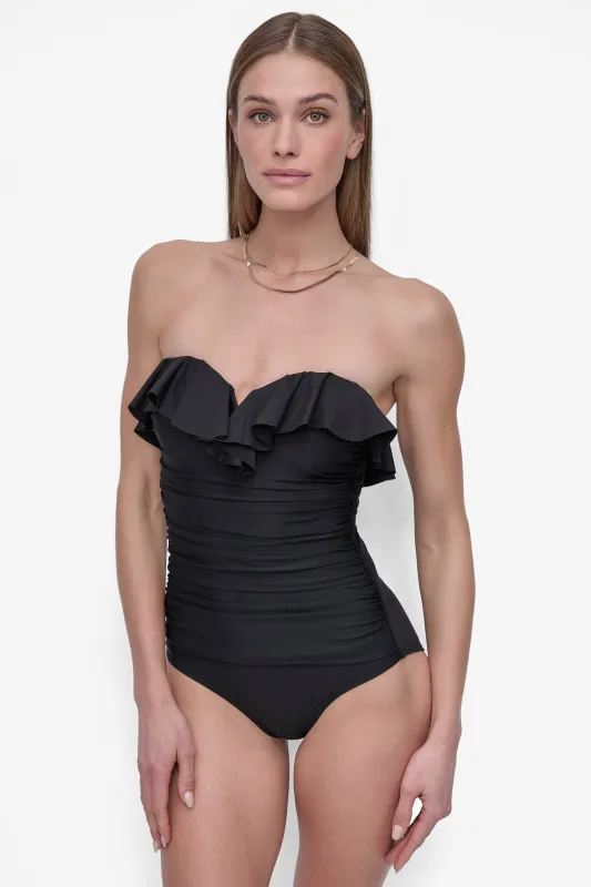 RUFFLED PINUP BANDEAU ONE PIECE sold by DKNY