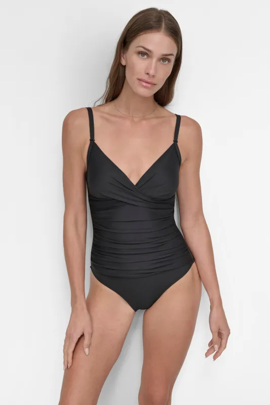 TWIST WRAP-EFFECT ONE PIECE sold by DKNY