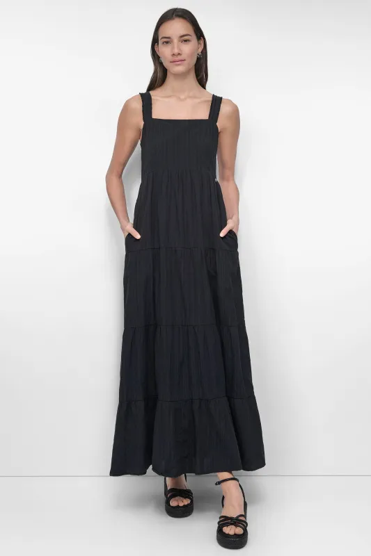 TIERED MAXI SWING DRESS made by DKNY