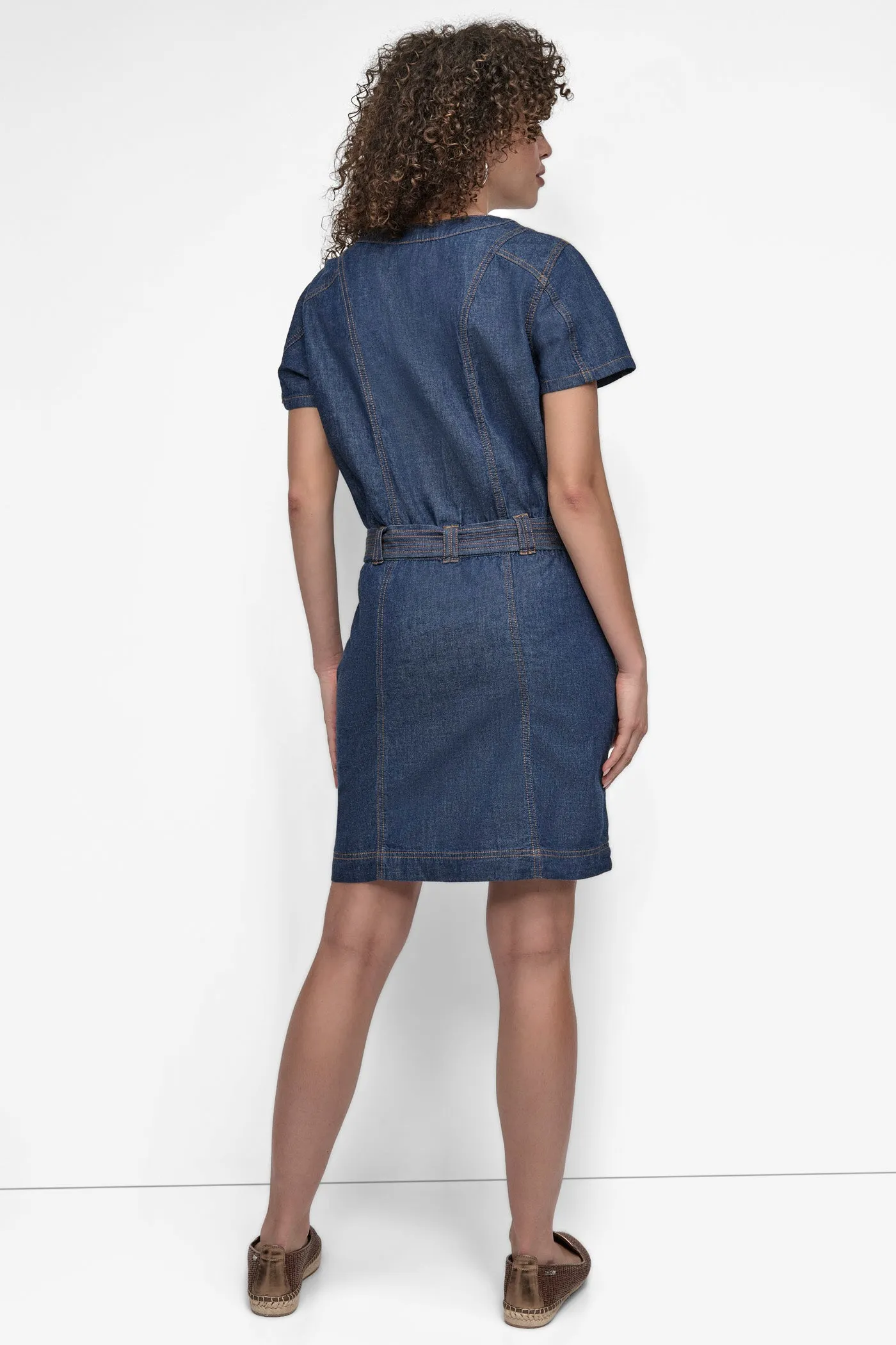 BUTTON FRONT DENIM MINI DRESS sold by DKNY product image thumbnail 2