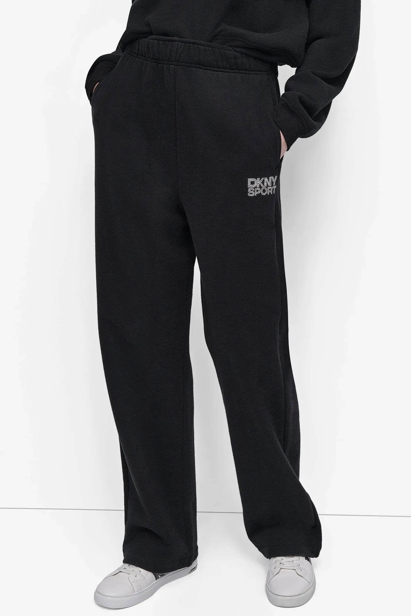 EXTRA HIGH-RISE LOGO-EMBELLISHED SWEATPANT sold by DKNY