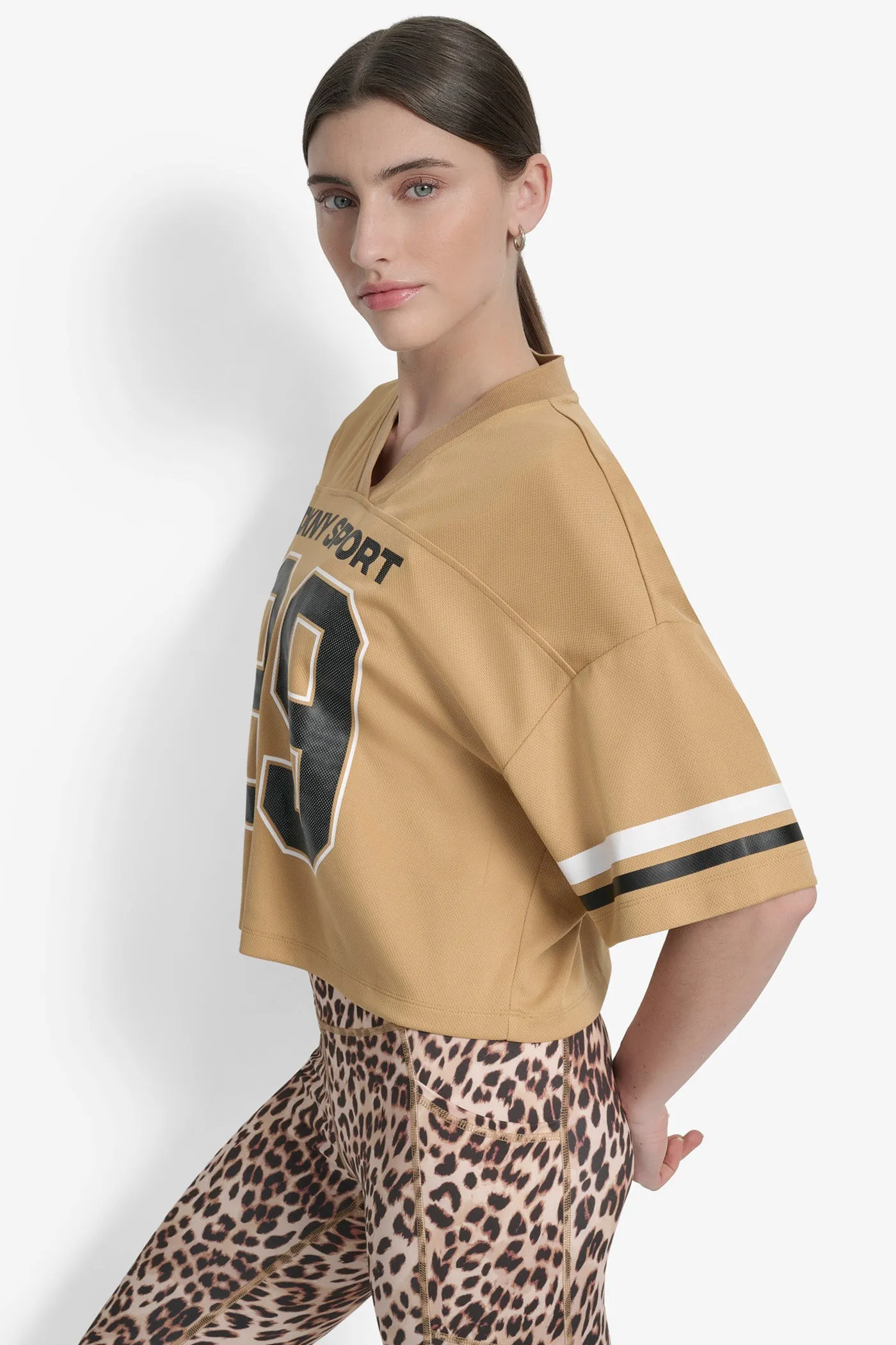 CROPPED VARSITY LOGO JERSEY TEE sold by DKNY product image thumbnail 3