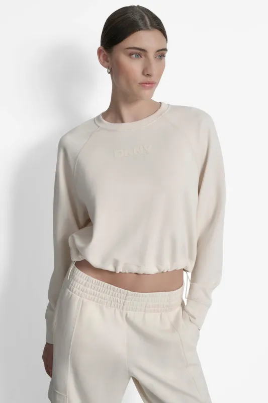 CROPPED DRAWSTRING-HEM SWEATSHIRT sold by DKNY