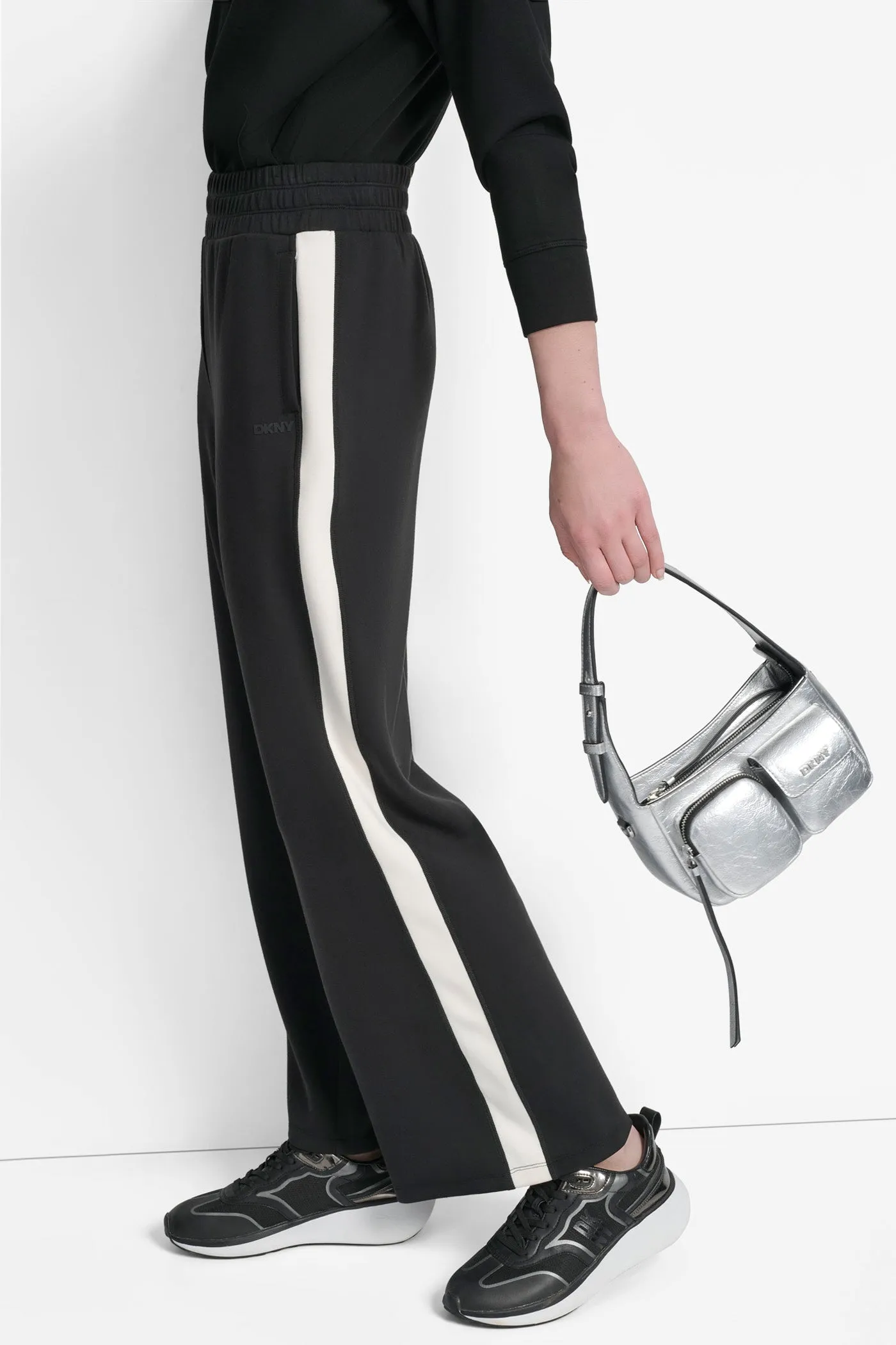 HIGH-RISE STRIPED WIDE-LEG TRACK PANT sold by DKNY product image thumbnail 3