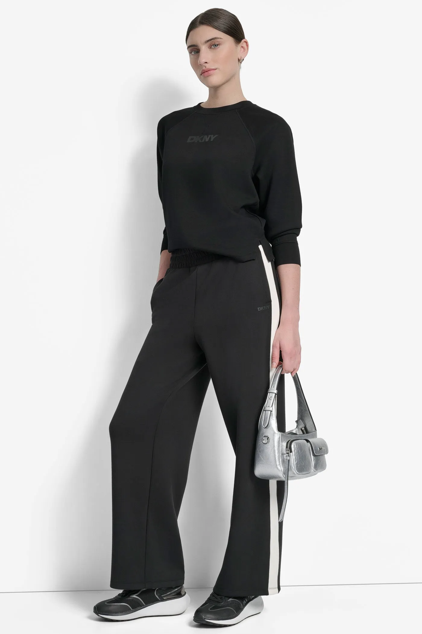 HIGH-RISE STRIPED WIDE-LEG TRACK PANT sold by DKNY product image thumbnail 4