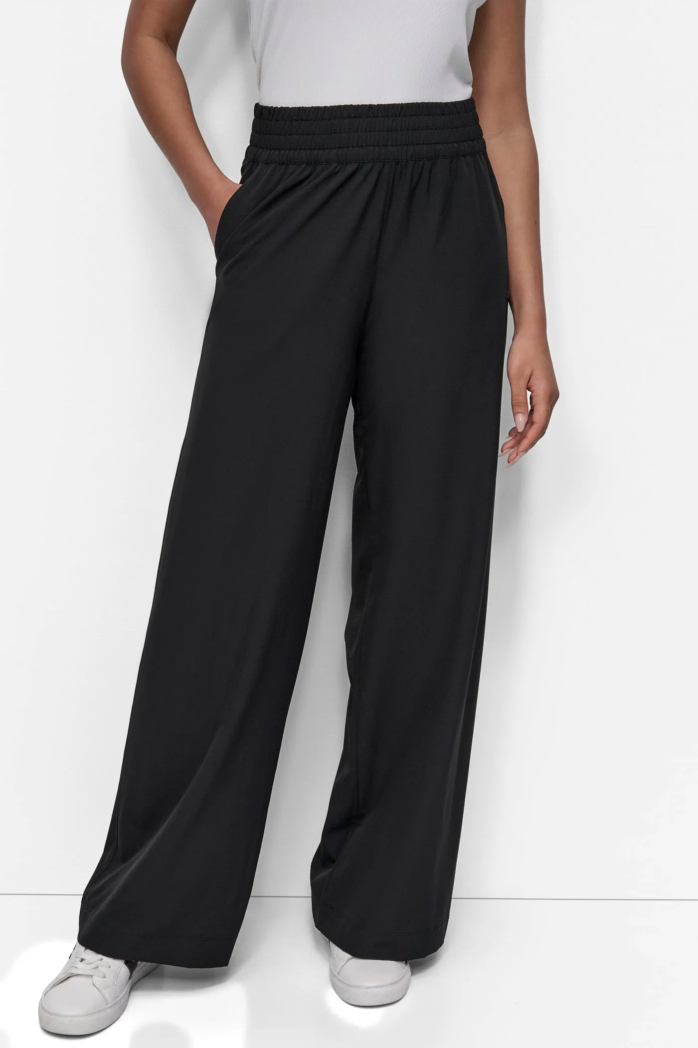 HUDSON STRETCH HIGH RISE WIDE LEG PANT WITH POCKET sold by DKNY