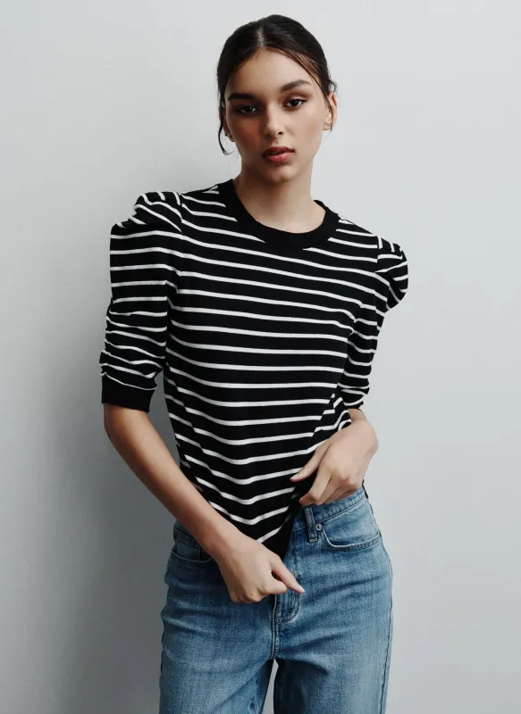 CREW NECK STRIPE TOP WITH PUFF SLEEVE sold by DKNY