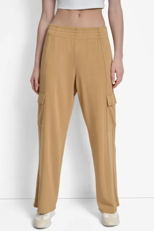 HIGH-RISE SEAMED WIDE-LEG CARGO SWEATPANT sold by DKNY