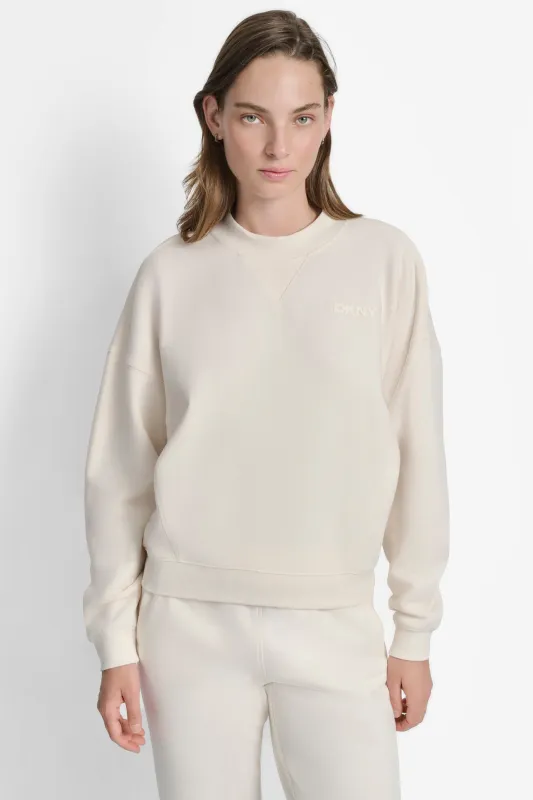 HD SILICONE LOGO CREW NECK PULLOVER WITH V INSET sold by DKNY