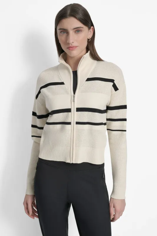 LOGO STRIPE OPEN-STITCH CARDIGAN JACKET sold by DKNY