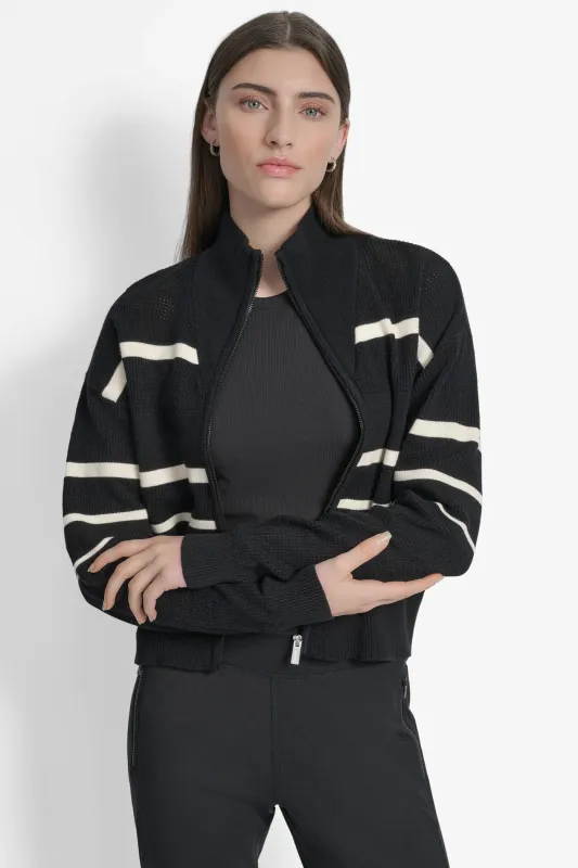 LOGO STRIPE OPEN-STITCH CARDIGAN JACKET sold by DKNY