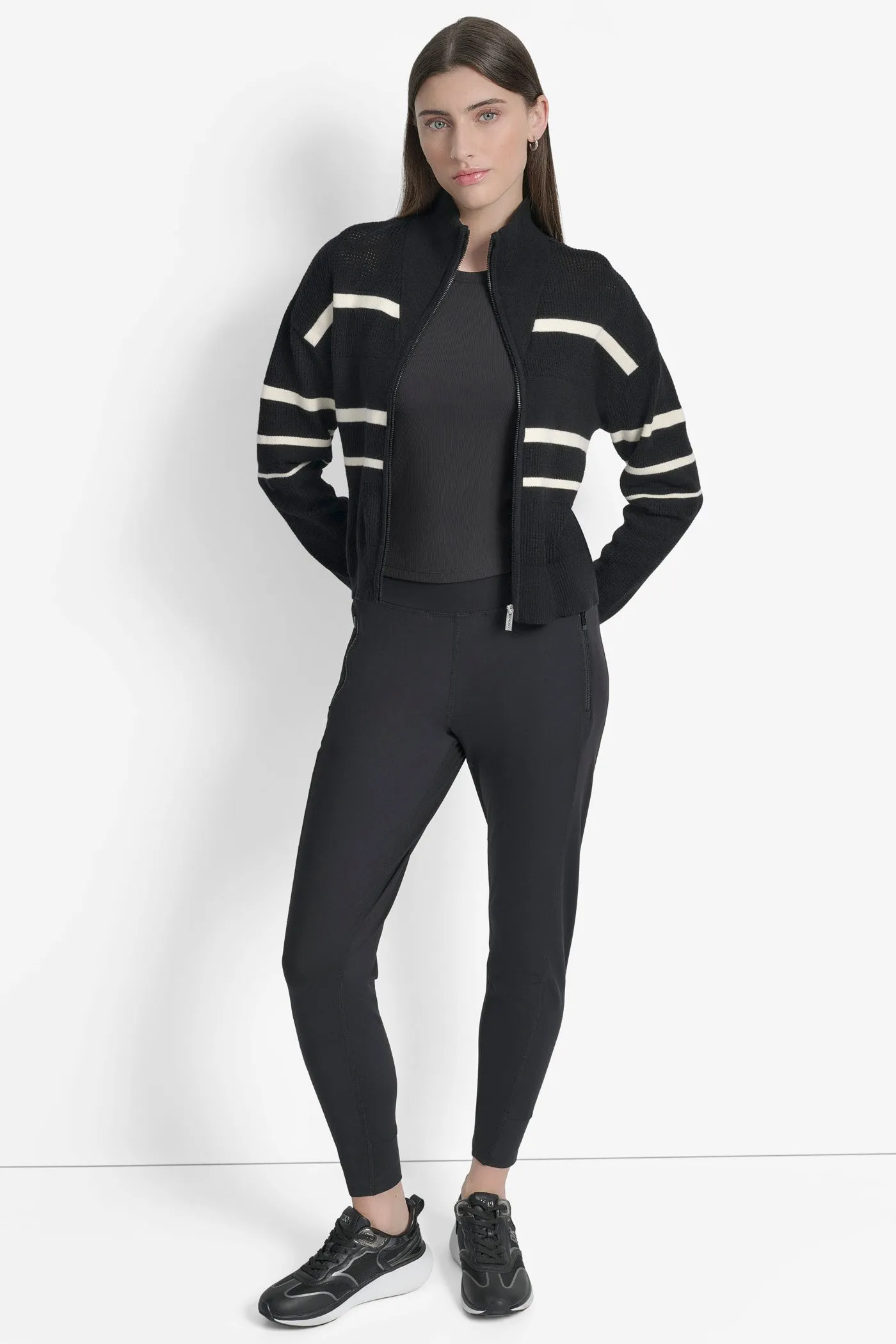 LOGO STRIPE OPEN-STITCH CARDIGAN JACKET sold by DKNY product image thumbnail 5