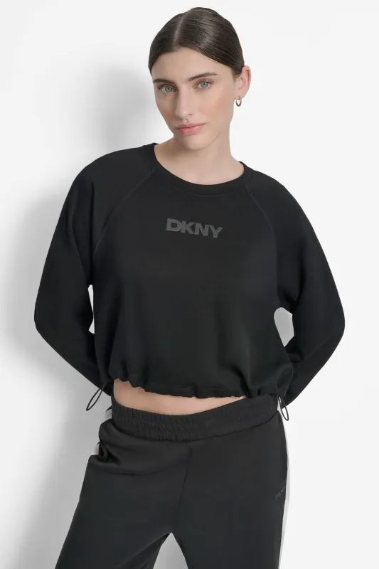 CROPPED DRAWSTRING-HEM SWEATSHIRT sold by DKNY