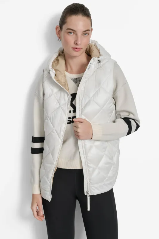 QUILTED HOODED VEST made by DKNY