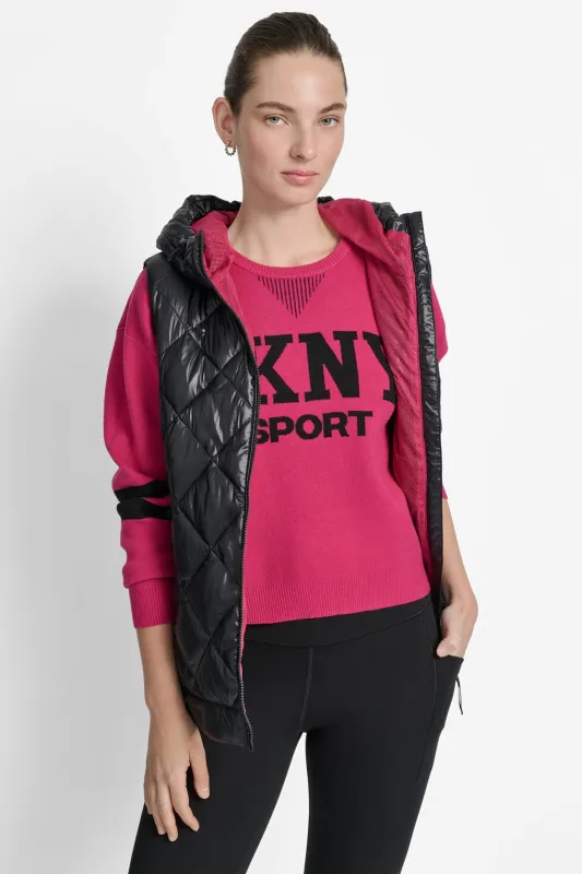 QUILTED HOODED VEST sold by DKNY