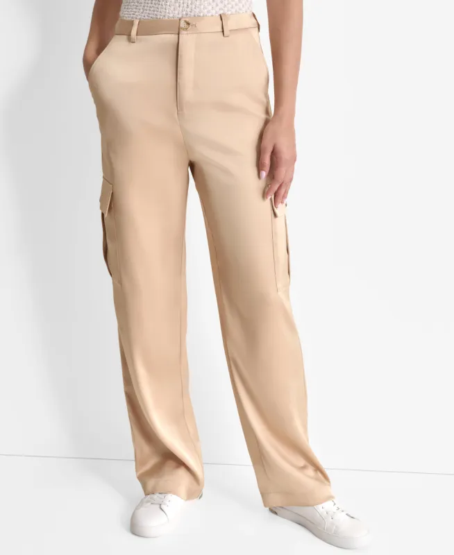 HIGH RISE HEAVY SATIN STRAIGHT LEG CARGO sold by DKNY