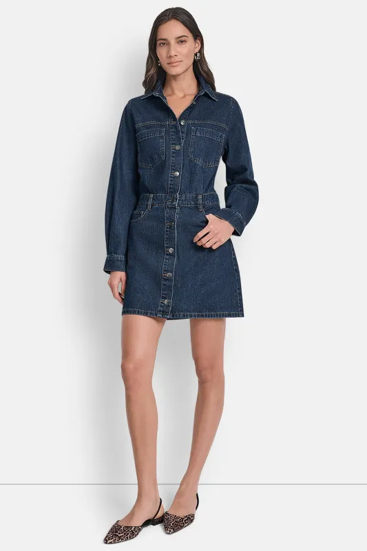 DENIM MINI SHIRT DRESS sold by DKNY