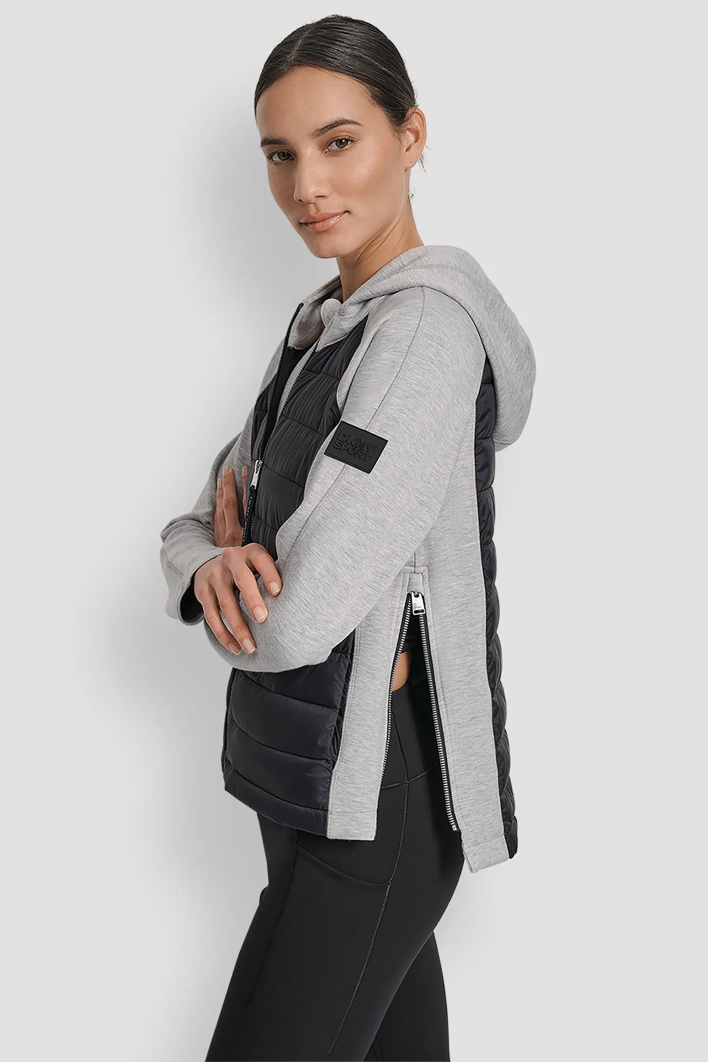 MIXED MEDIA HOODED HI LOW JACKET sold by DKNY product image thumbnail 3