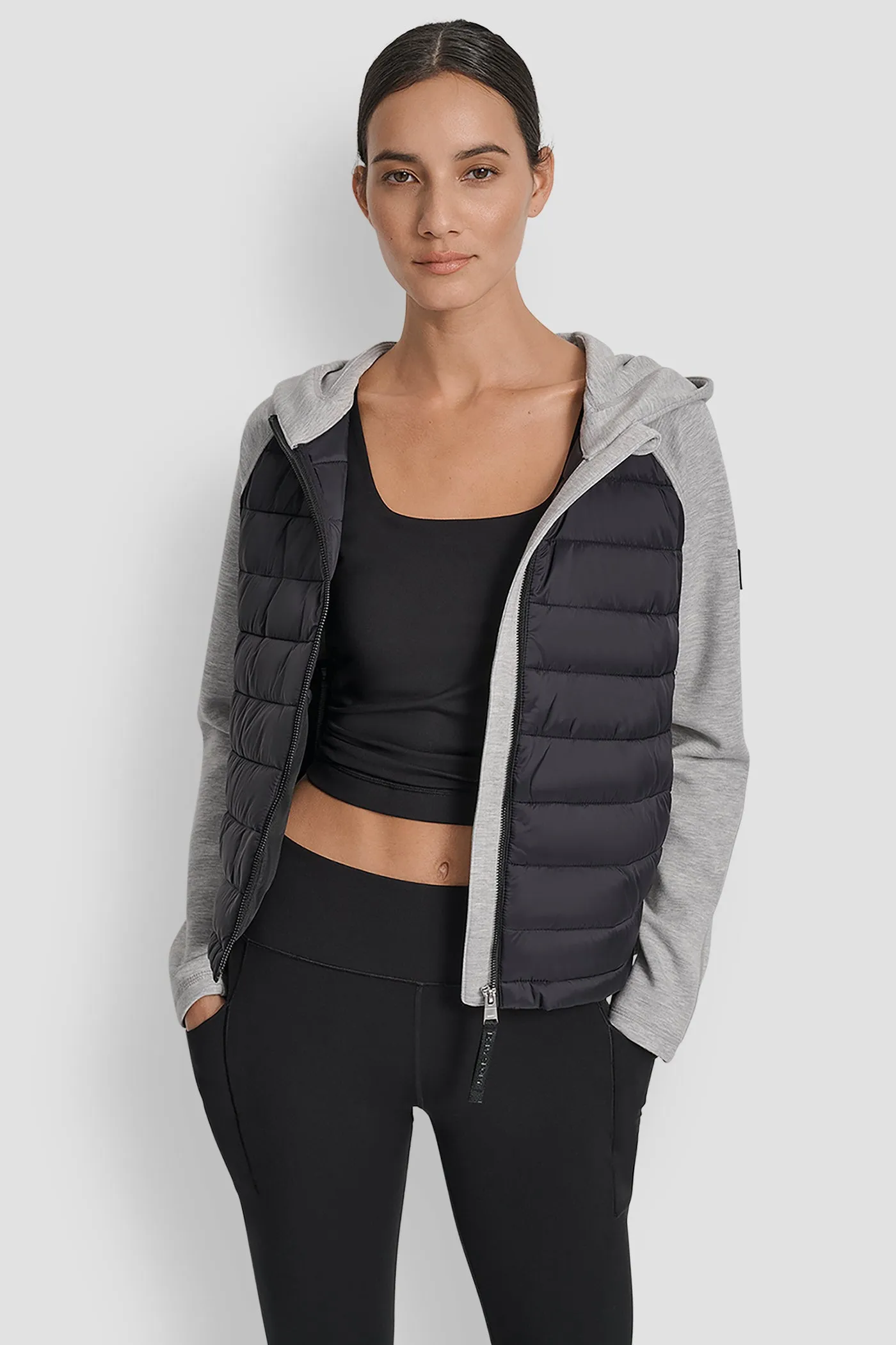 MIXED MEDIA HOODED HI LOW JACKET sold by DKNY product image thumbnail 5