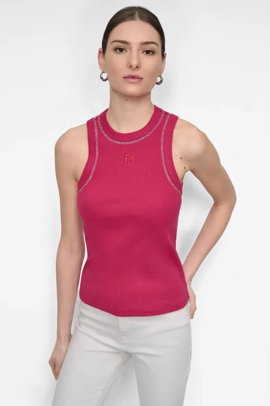 RHINESTONE AT NECK & ARMHOLE TANK sold by DKNY