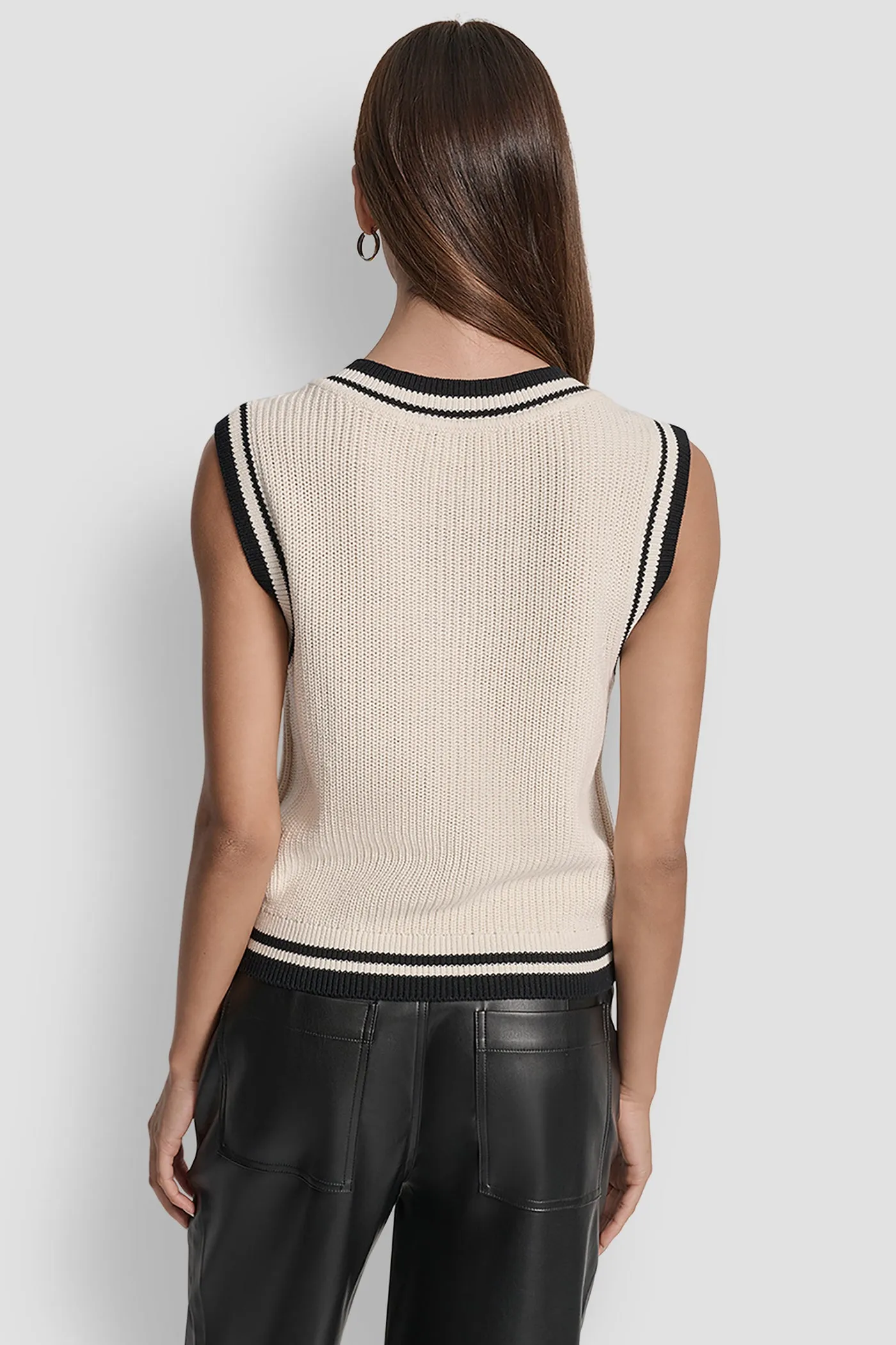 V-NECK TIPPED SLEEVELESS SWEATER sold by DKNY product image thumbnail 2