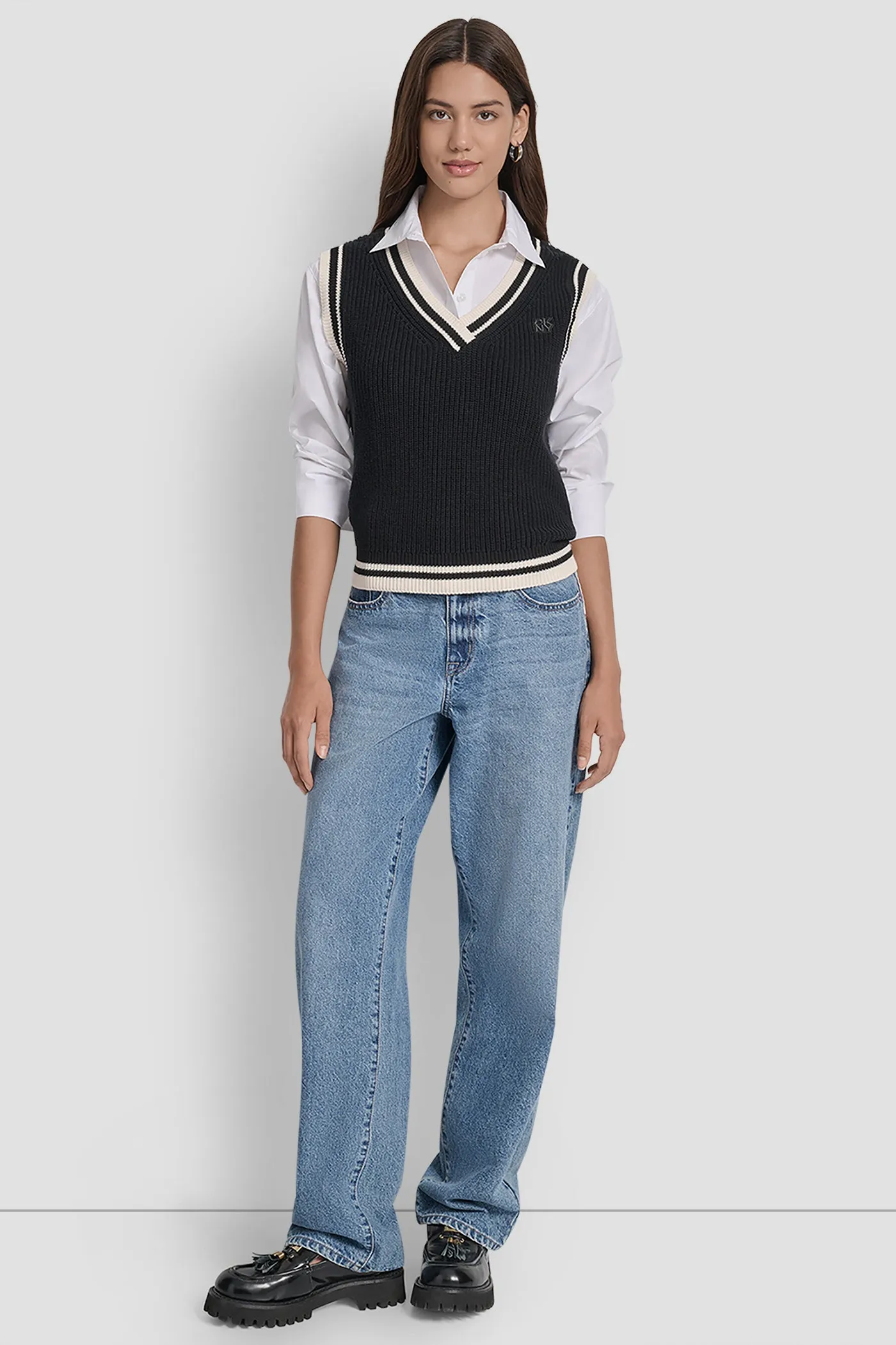 V-NECK TIPPED SLEEVELESS SWEATER sold by DKNY product image thumbnail 5