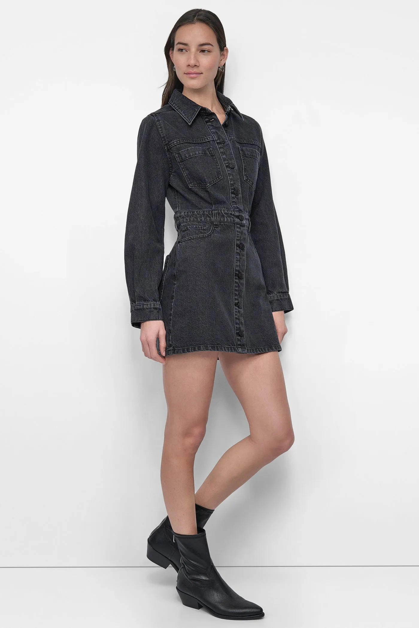 DENIM MINI SHIRT DRESS sold by DKNY product image thumbnail 3