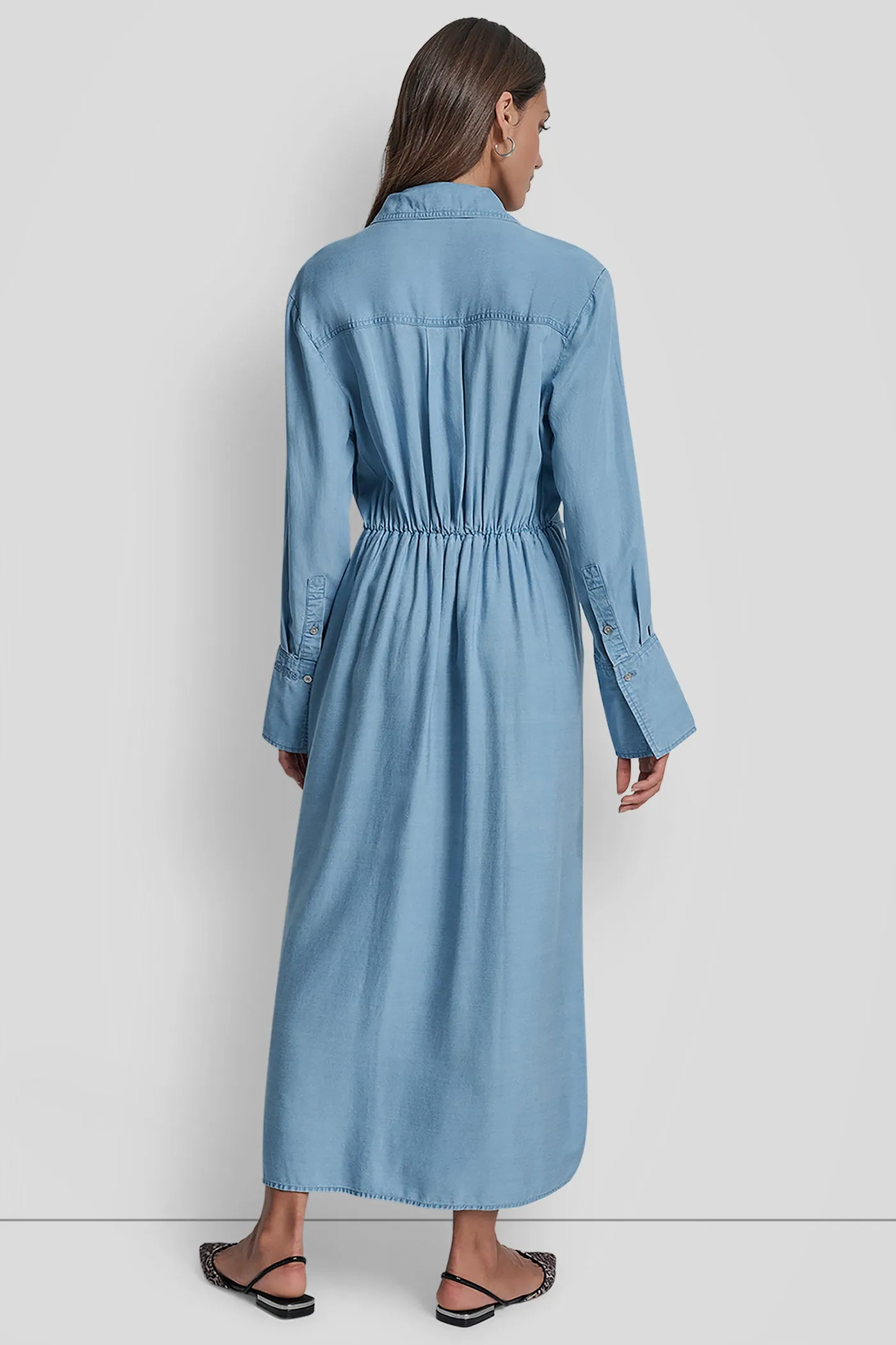 GARMENT DYE LONG SLEEVE BUTTON FRONT SHIRTDRESS sold by DKNY product image thumbnail 2