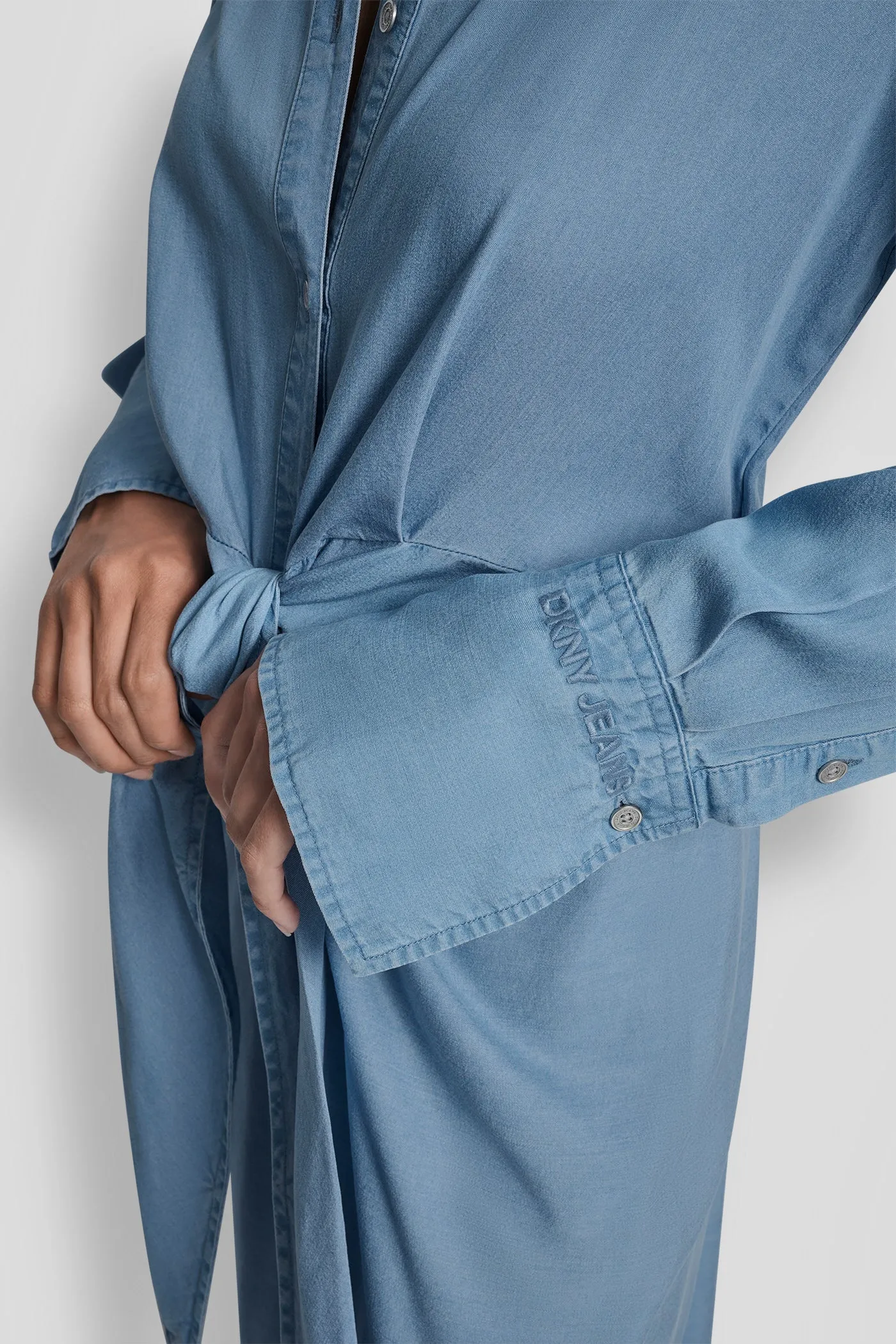 GARMENT DYE LONG SLEEVE BUTTON FRONT SHIRTDRESS sold by DKNY product image thumbnail 5