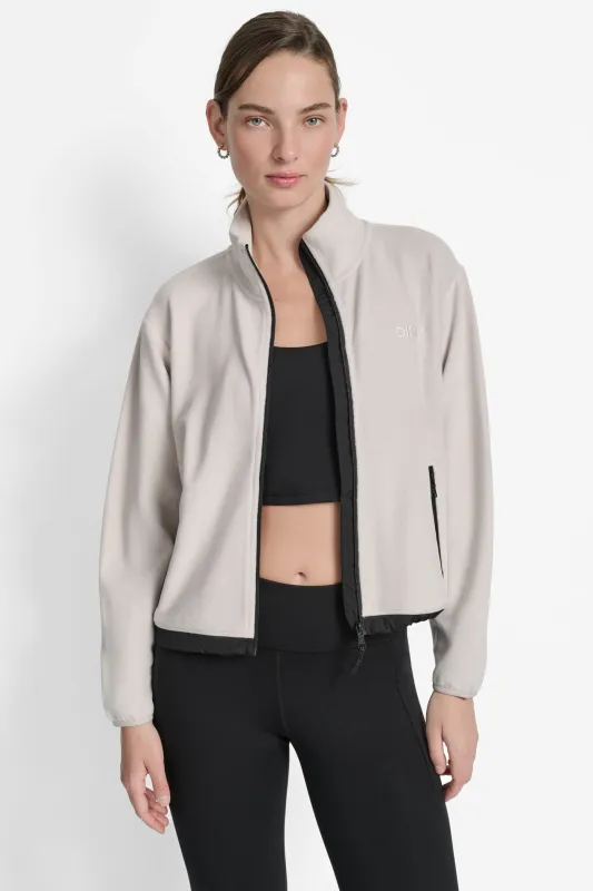 LOGO EMBROIDERED FLEECE JACKET sold by DKNY