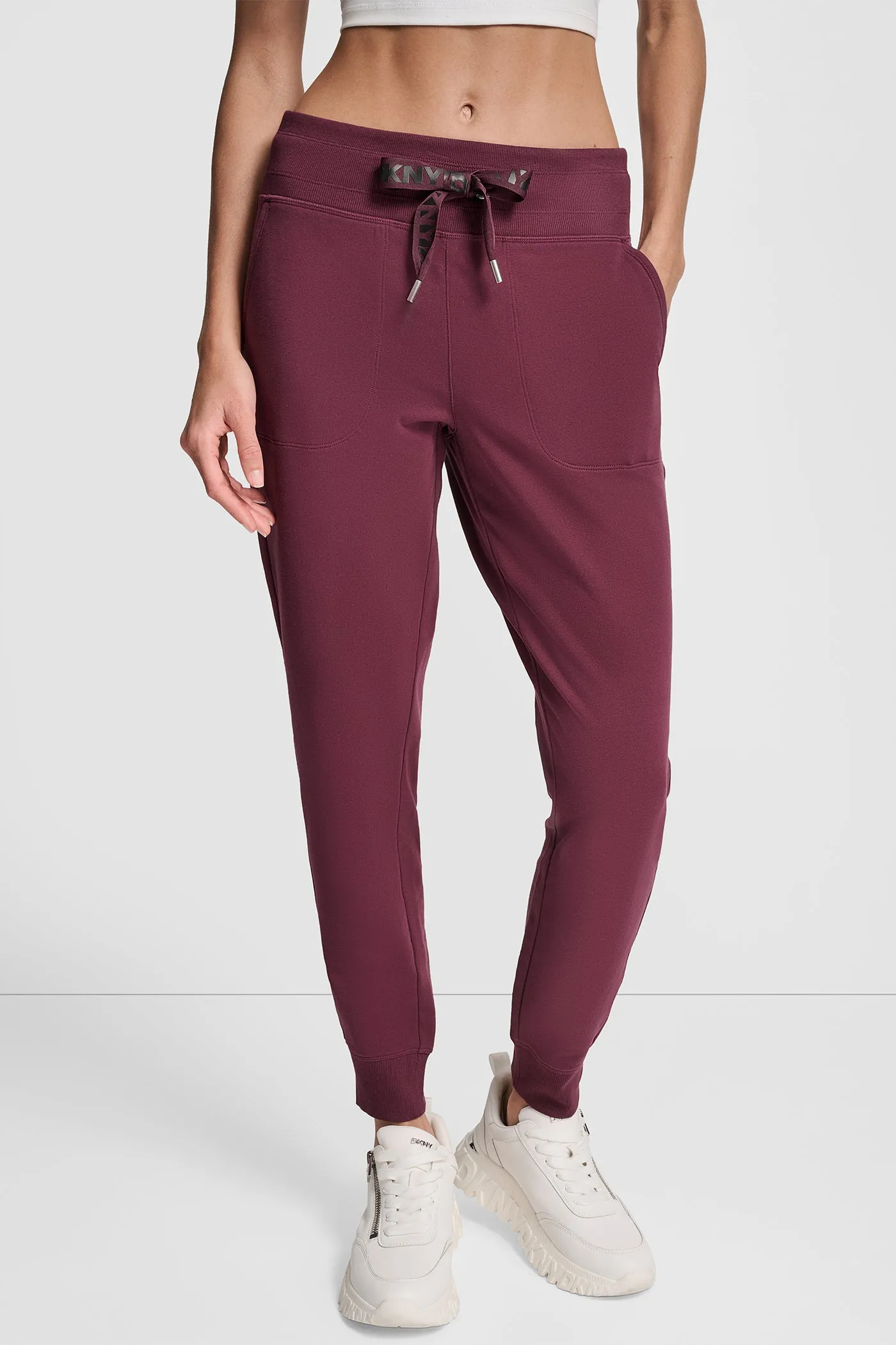 HIGH RISE TWO TONE LOGO DRAWSTRING JOGGER sold by DKNY