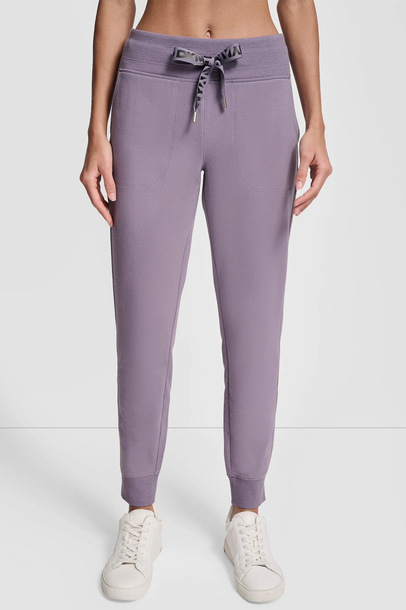 HIGH-RISE TWO-TONE LOGO DRAWSTRING JOGGER sold by DKNY