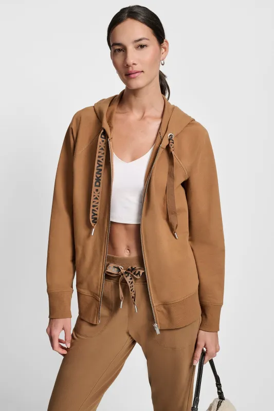 TWO-TONE LOGO DRAWSTRING HOODIE sold by DKNY