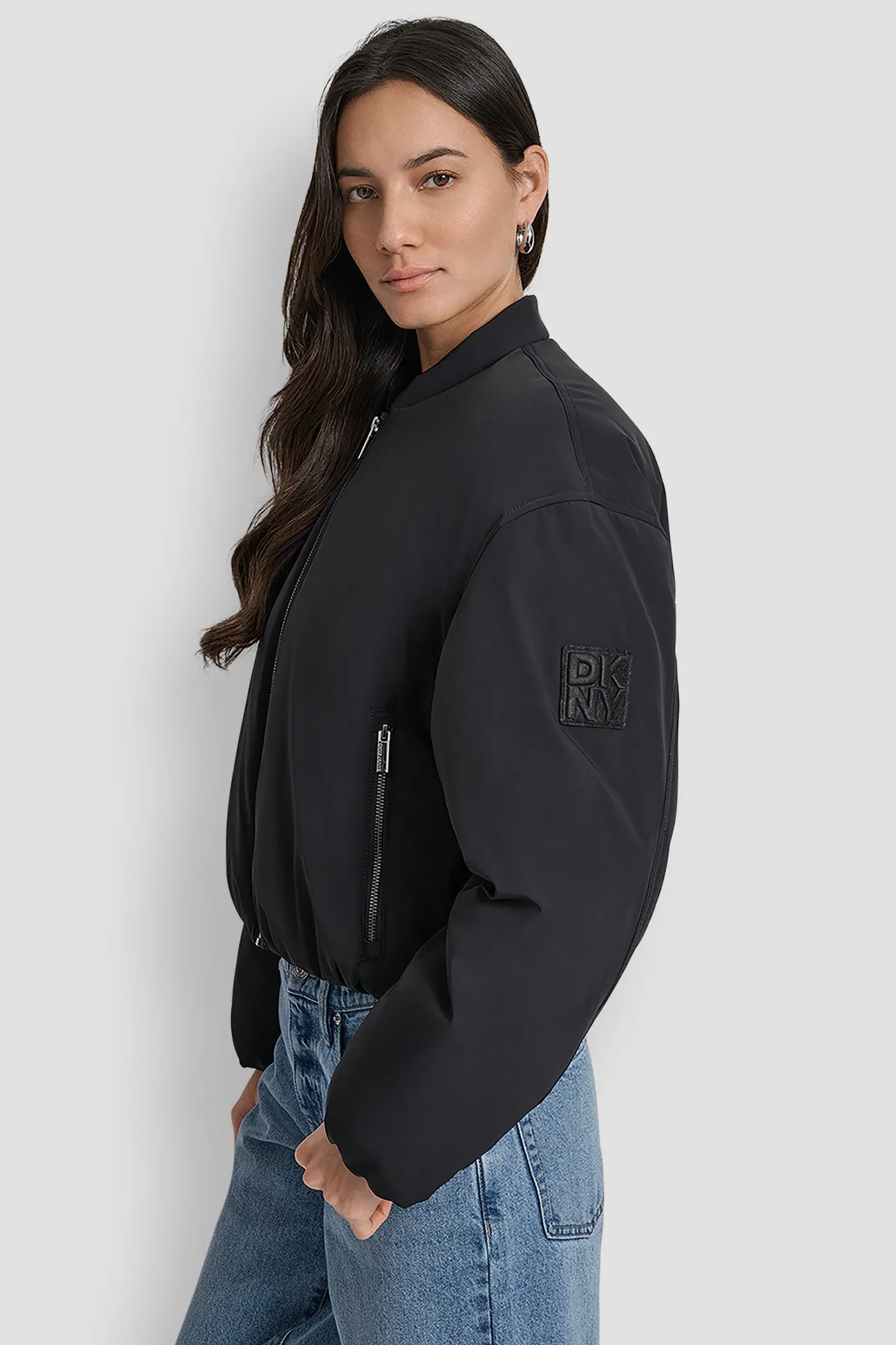 MATTE NYLON BOMBER STYLE JACKET sold by DKNY product image thumbnail 3