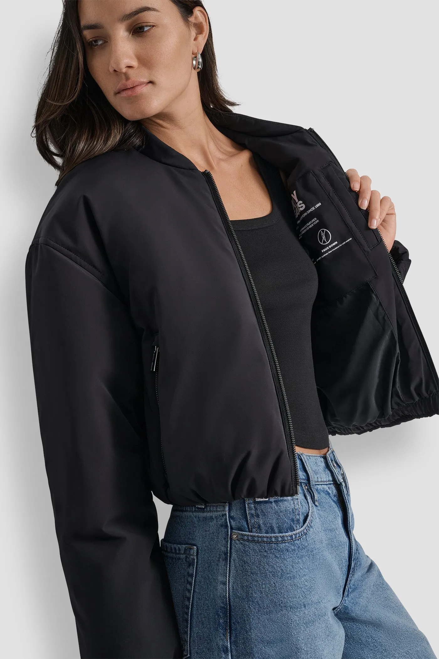 MATTE NYLON BOMBER STYLE JACKET sold by DKNY product image thumbnail 4