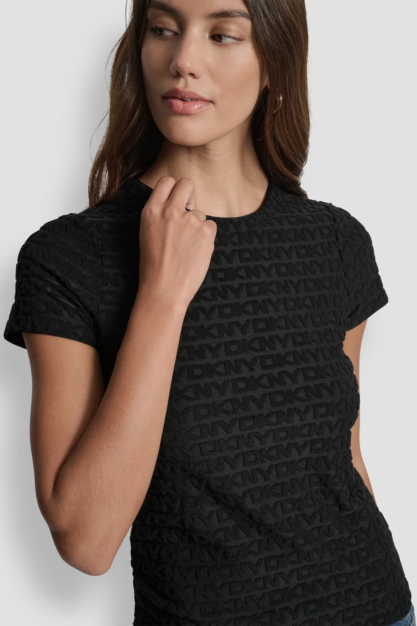 LOGO JACQUARD SHORT SLEEVE CREW NECK TEE sold by DKNY product image thumbnail 4