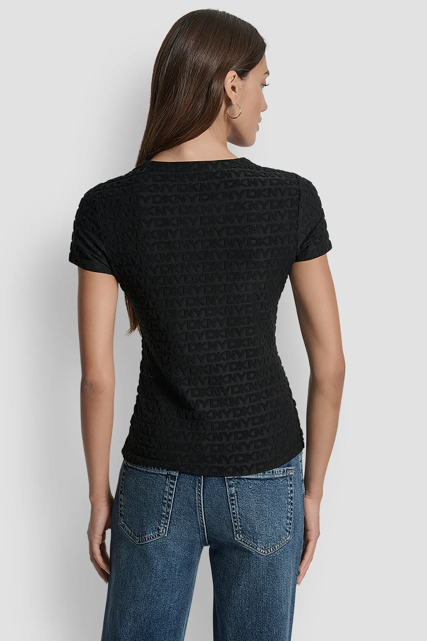 LOGO JACQUARD SHORT SLEEVE CREW NECK TEE sold by DKNY product image thumbnail 2