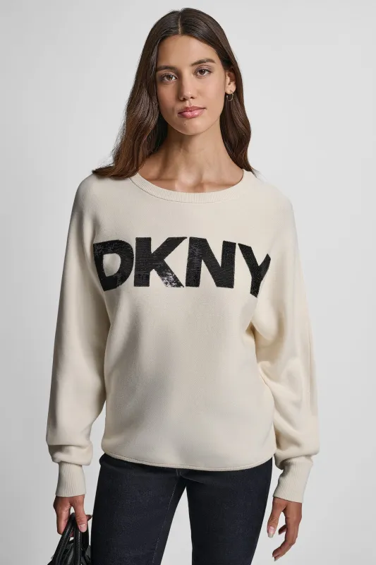 SEQUIN LOGO SWEATER sold by DKNY