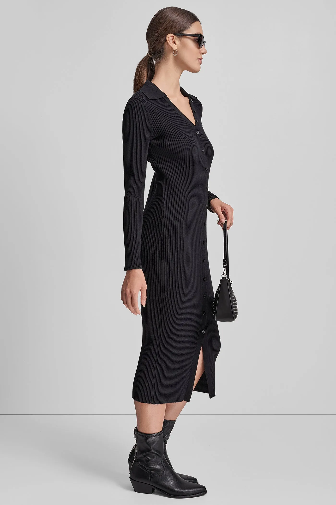 RIB-KNIT MIDI POLO DRESS sold by DKNY product image thumbnail 3