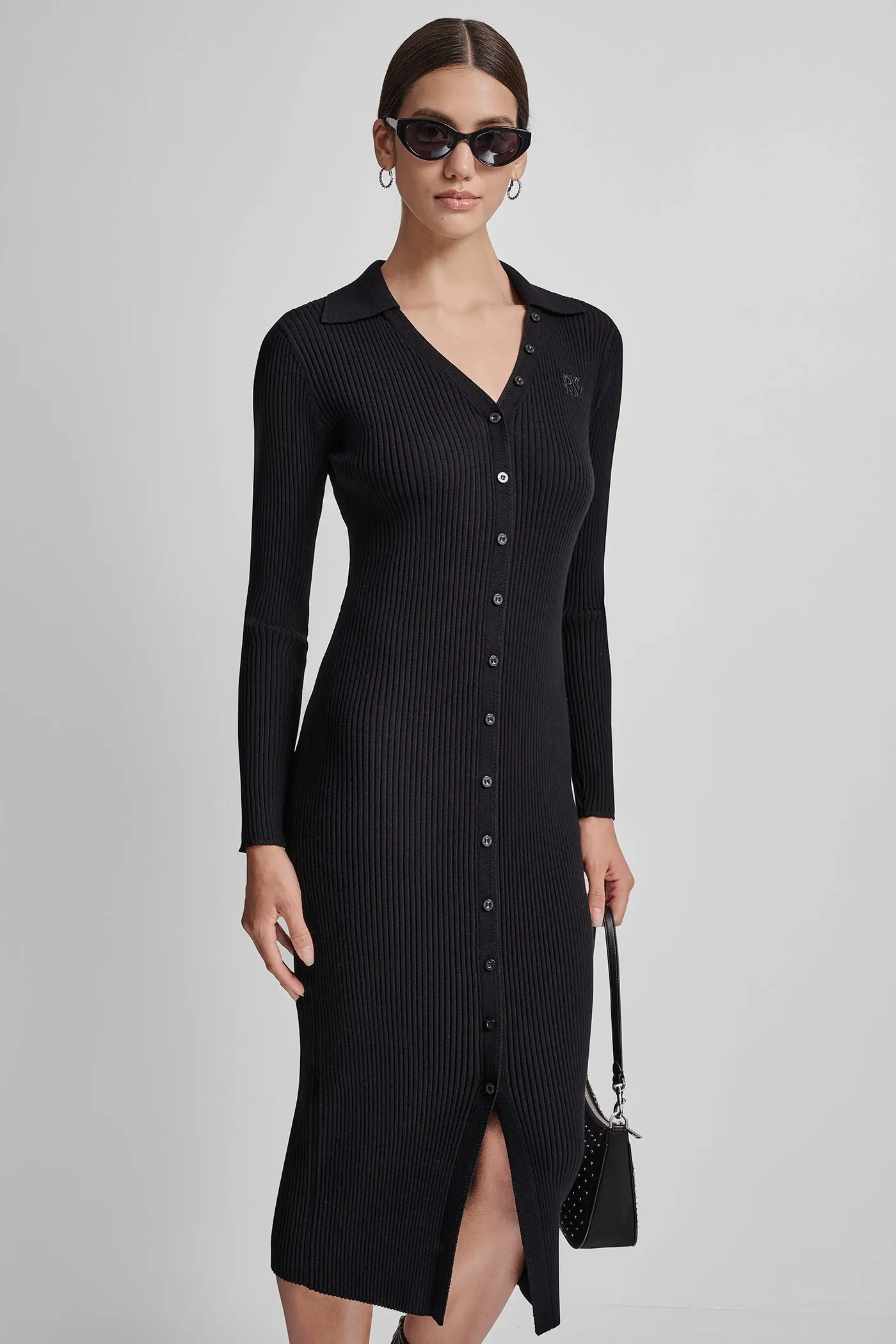 RIB-KNIT MIDI POLO DRESS sold by DKNY product image thumbnail 5